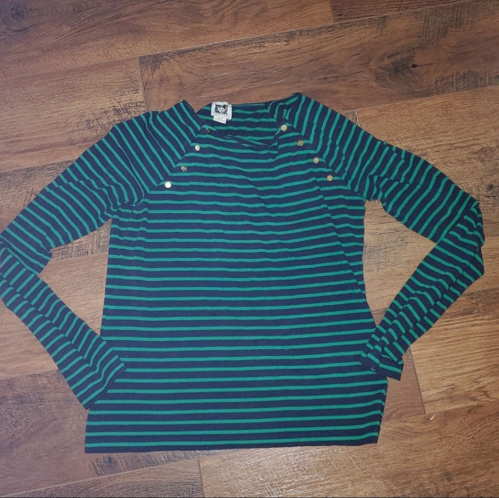 Anne Klein striped long sleeve top XS